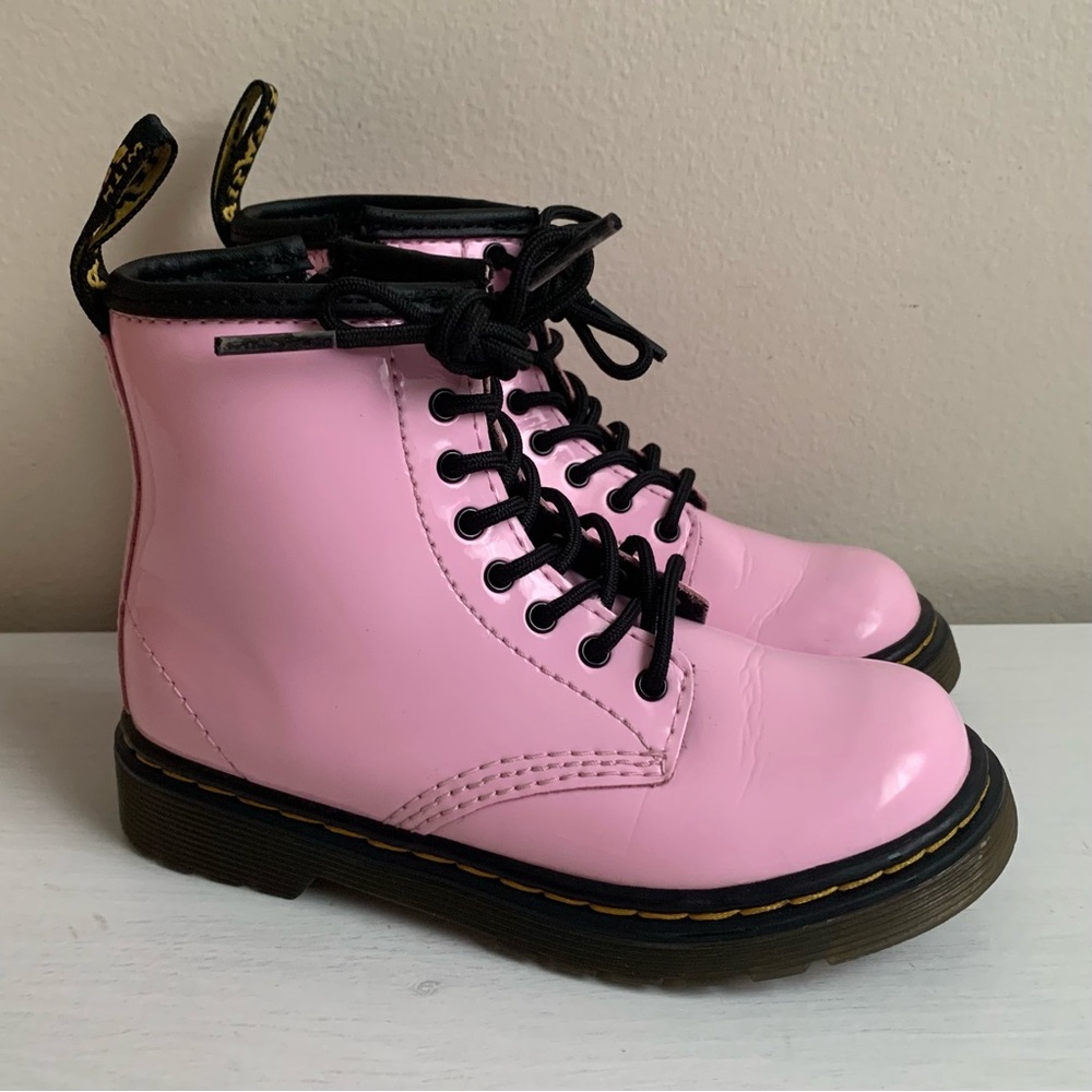 Dr. Martens Pink Patent Leather Toddler Boots Size 9